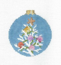 Coral Christmas Tree Ornament handpainted Needlepoint Canvas by Susan Roberts