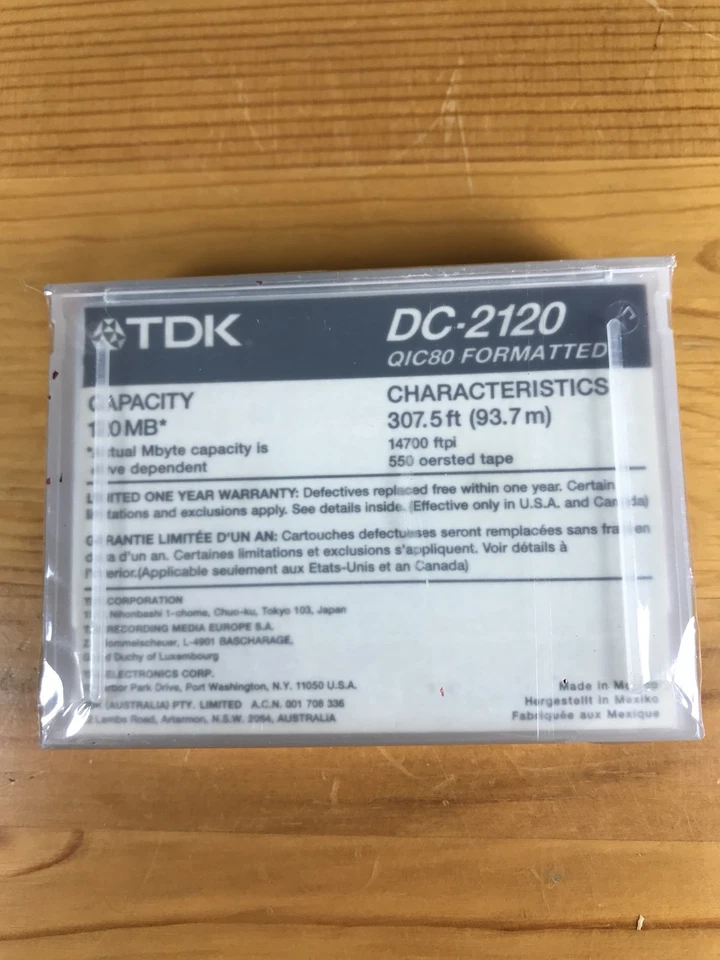 Mini Cartucho de Datos TDK DC-2120 Nuevo Sellado QIC80 Formateado 120MB 307.5' Cassette Foto 3 de 3
