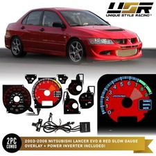 Ferrari Style Glow Gauge Red Overlay For 03-06 Mitsubishi Lancer Evo 8