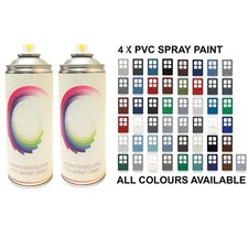 PVC Spray Paint for Window Door Frame 400ml Cans x4 Pack | Plastic Gloss Matte