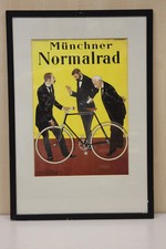 seltenes Werbeplakat M&uuml;nchner Normalrad Nachdruck im Rahmen