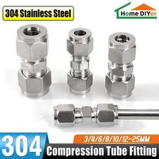 Straight Compression Coupling Fittings Tube Double Ferrule Coupling Connector