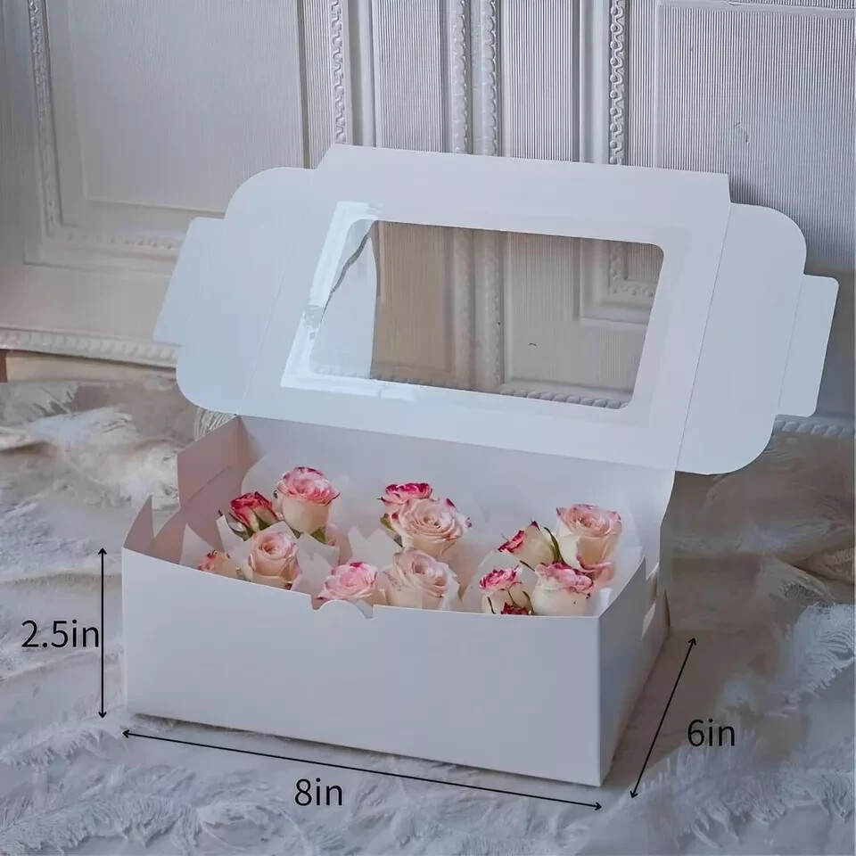 VANKUTL 8x6x2.5In 20pcs White Cookie Boxes with Window, Pastry Boxes for Gift...