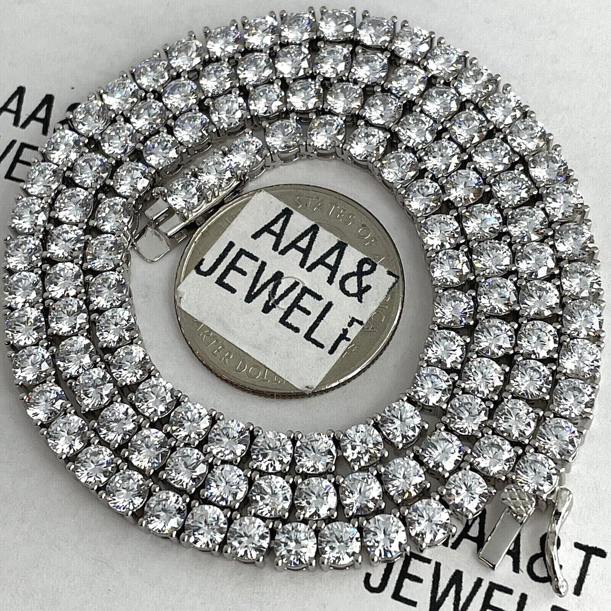 925 STERLING SILVER CUBIC ZIRCONIA TENNIS CHAIN MM 1ROW 18” 22” NECKLACE