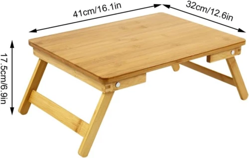 WKWKER 100 Bamboo Laptop Bed Table Lap Desk For Breakfast Tray
