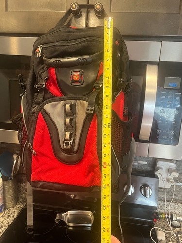 Swiss Gear 18 inch Backpack by Wenger Black RED Shock Absorbing Multi Pocket~ - Photo 13/13