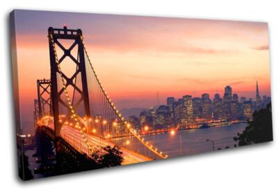 San Francisco Oakland Bay Bridge City EINZELNE LEINWAND WANDBILD Bild Druck