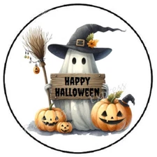 GHOST HAPPY HALLOWEEN ENVELOPE SEALS LABELS STICKERS PARTY FAVORS