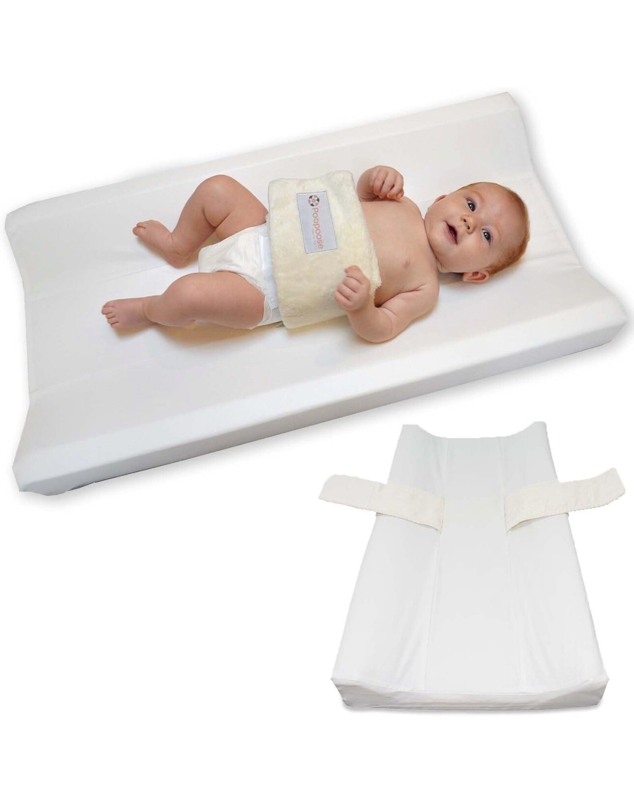Poopoose Changing Diaper Mat w/ Secure Strap for Table Dresser Change