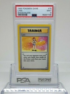 1999 POKEMON LASS SHADOWLESS #75 PSA 9 MINT BASE SET CARD #75/102 RARE NICE LOOK
