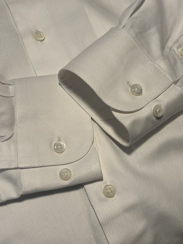 Armani Collezioni Shirt Textured 16/41 White Striped Cotton Made In Italy - Picture 4 of 13