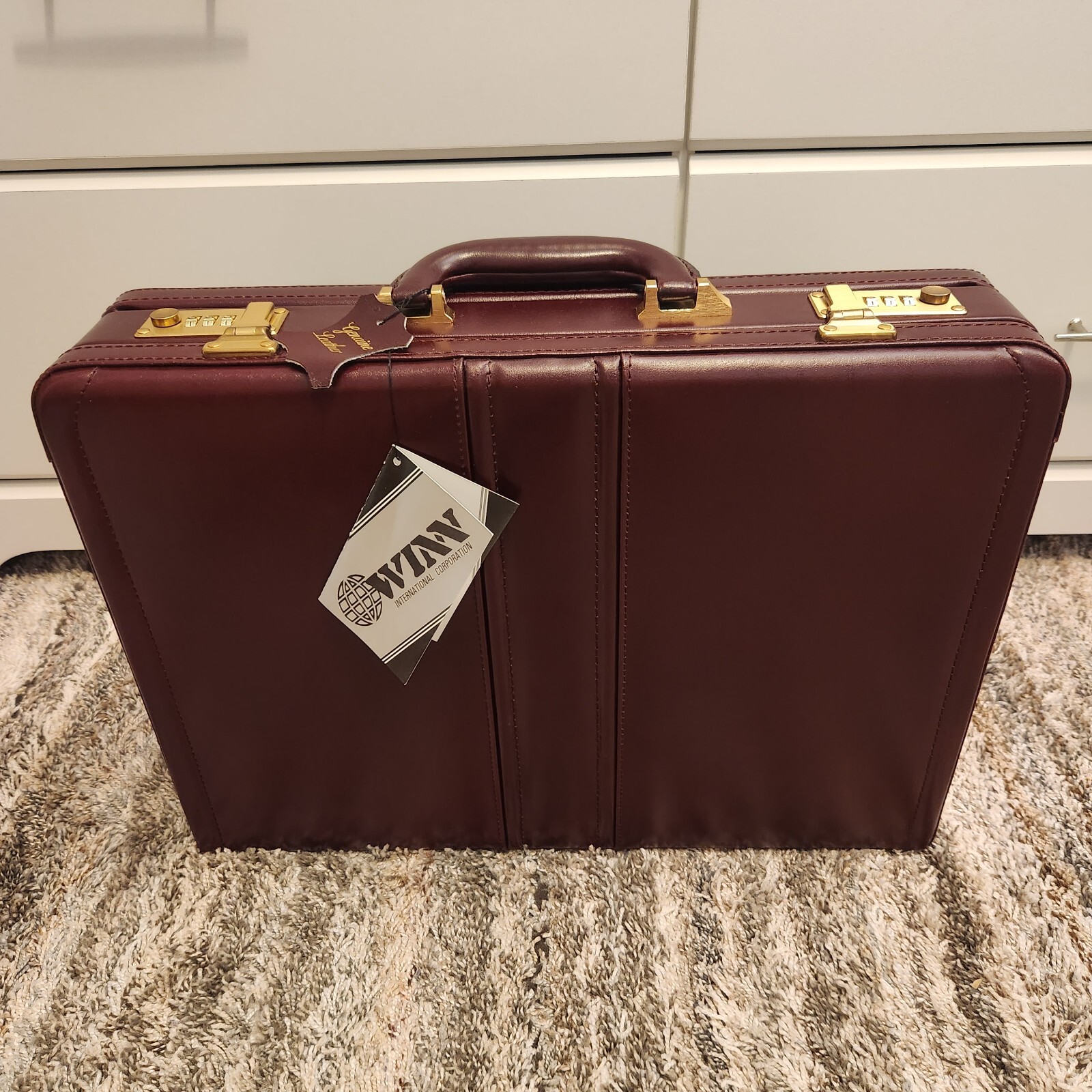 Vintage Brand New Winn International Corp. Briefcase Burgundy Genuine Leather