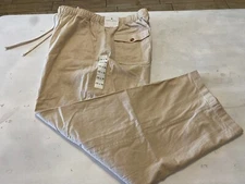 Men’s NWT Oak Hill Drawstring Linen Cotton Flat Front Natural Pants Size 1X 