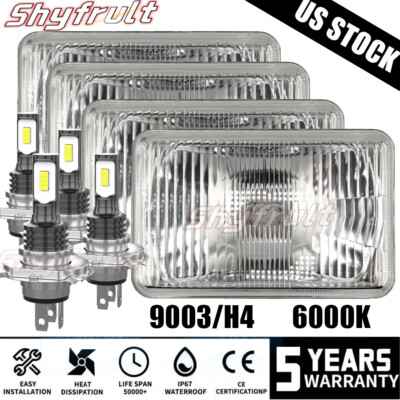 Fit For Chevrolet Camaro Iroc-Z Z28 1982-1992 4PCS 4x6'' LED-Headlights Hi/Lo