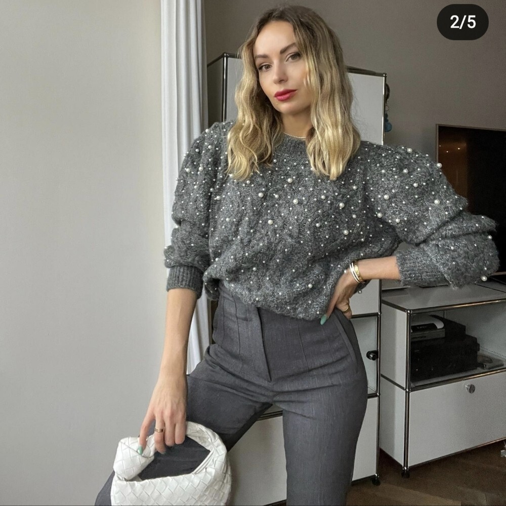 ZARA PEARL EMBELLISHED SWEATER GRAY PUFF SLEEVES S,M,L | eBay ZARA PEARL EMBELLISHED SWEATER GRAY PUFF SLEEVES S,M,L | eBay