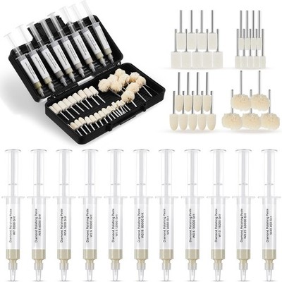 47 Pcs Diamond Polishing Compound Kit, 36 Grinding Buffing Bits and 11 Oil Ba...