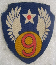 US Army Air Force Patch 9th Air Force 1940s, theatre made