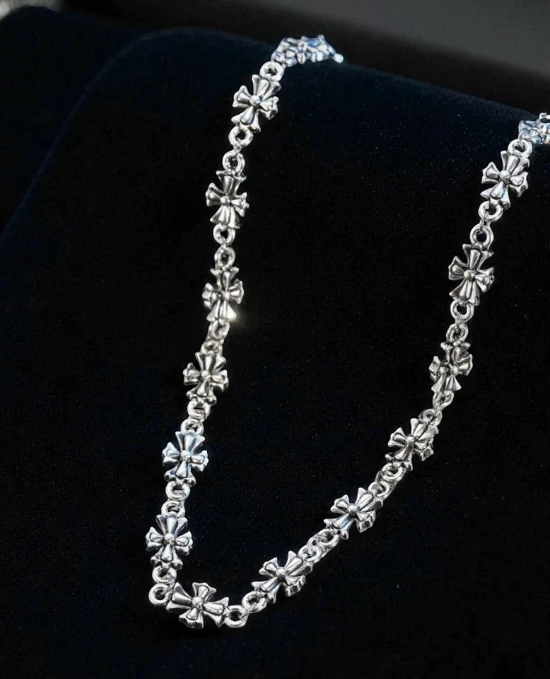 "Collar Cruz Gótica Vintage Tono Plata Punk Nuevo Y2k Grunge Lujo 17.5"" a 20""" Foto 4 de 4