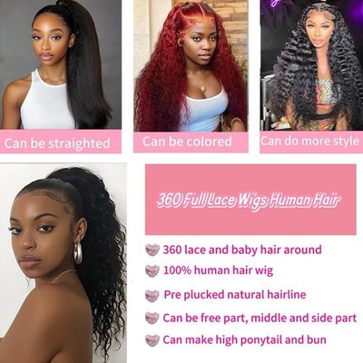 Hidden Strap 360 Lace Front Wigs Human Hair Glueless 360  display picture 3