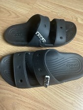CROCS Classic Unisex 2-Strap Slide Sandals Black Size 7W/5 M