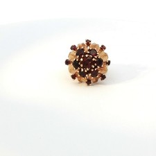 14K Yellow Gold Cocktail Ring with Round Garnets