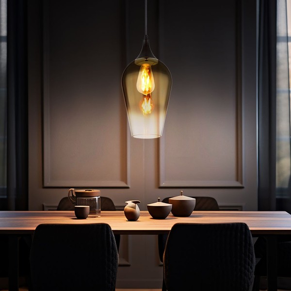 Pendellampe Esstischleuchte HäNgelampe Gold Glas Wohnzimmerleuchte H 120 Cm-image