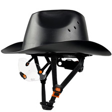 Cowboy Safety Helmet with Built In Goggles HDPE Full Brim Hard Hat w/ Vent Hole