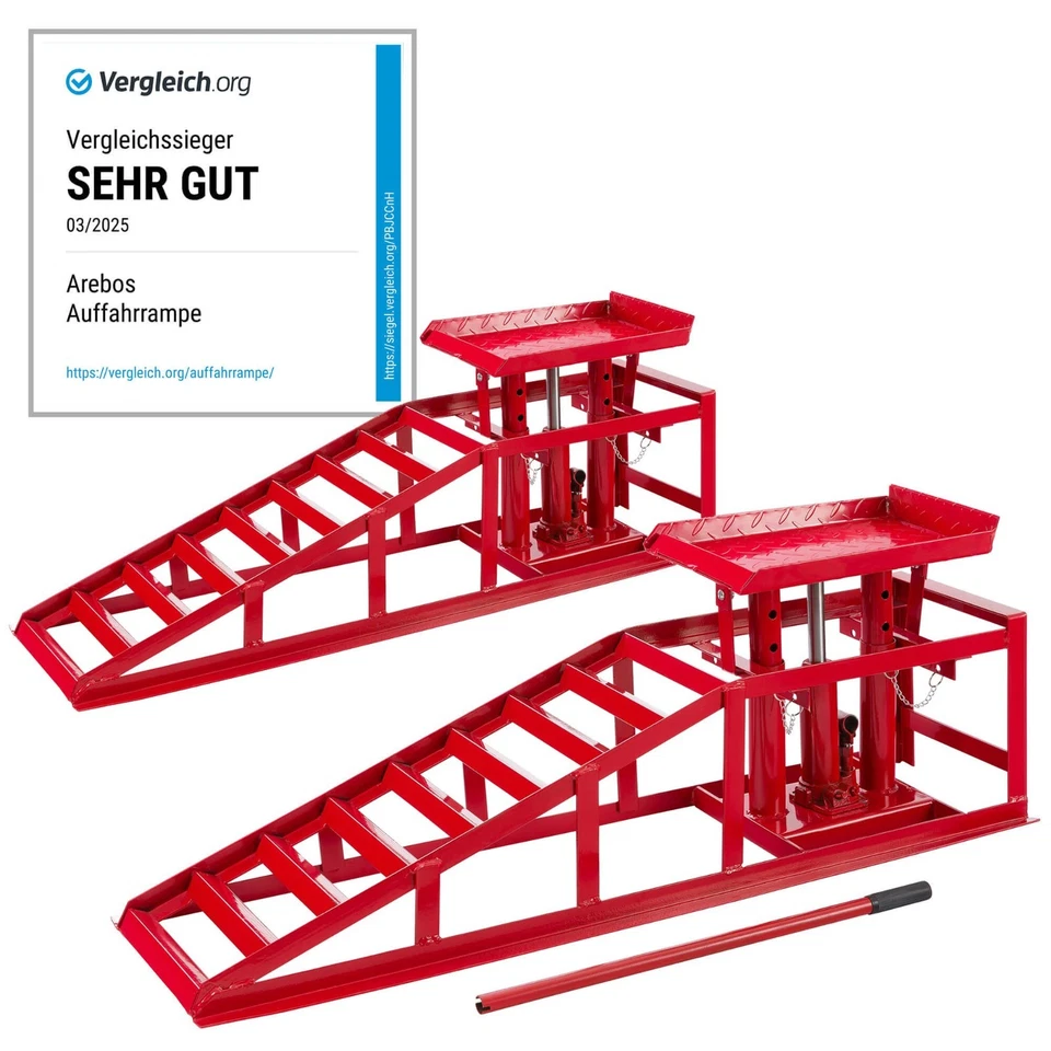 AREBOS 2x PKW Auffahrrampe höhenverstellbar Hebebühne  Auffahrbock Hebeplattform
