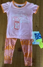 Kickee Pants Pajama Set Short Sleeve Sunset Fireflies Pink Multi Bamboo 2T NWT