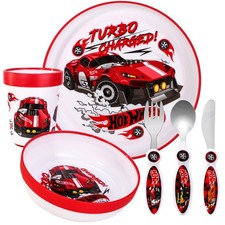 Ensemble de couverts à vaisselle enfant Hot Wheels 6 pièces - assiette/bol/tasse/couteau/fourchette/cuillère