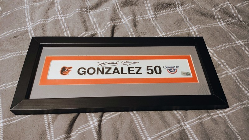 Baltimore Orioles Miguel Gonzalez Opening Day Autographed Locker Room Tag Rare 