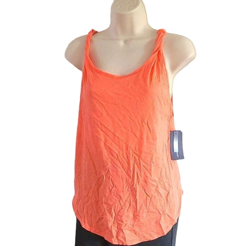 Melrose and Market Black Twist Strap Low Back Tank Small Tangerine