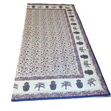 India Floral Square Cotton Tablecloth /Wall Hang 99  X 99  Cream/Pink/Blue/Purpl