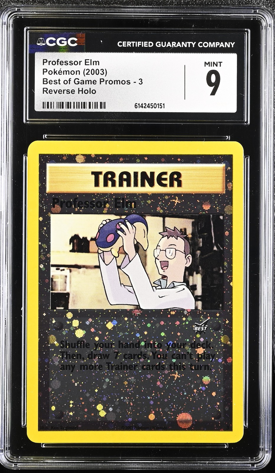 CGC 9 MINT Professor Elm 3 Best Of Game Promos Reverse Holo Pokemon Card