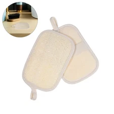  4pcs Natural Loofah Pads: Exfoliating Body Scrubber With Nonslip Elastic Band -