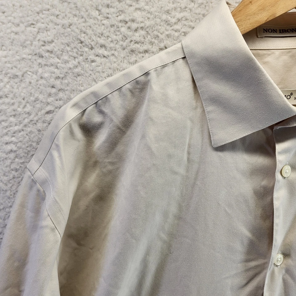 Pronto Uomo Button Up Shirt Mens 17 34/35  Cream Oxford Non-Iron Classic XL - Image 3 of 4