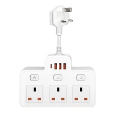 Multi Plug Adaptor, 6 in 1 Plug Extension Socket 3 Way 3 USB(3.4A,1 Type-C)