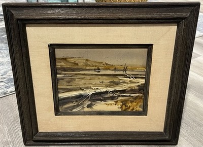 Ritchie Benson (1941-1996) Original Watercolor Painting Coastline Landscape