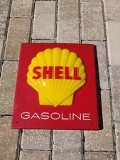Shell Oil Gasoline Pump Sign 12" x 11" Embossed Hard Plastic Advertising