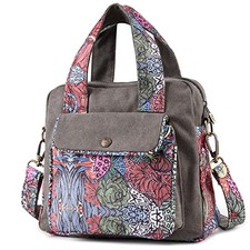 Premium Canvas Shoulder Bag, Top Handle for Women, Lightweight Handbag, Grey