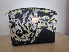 Image of XL Ted Baker Black Yellow Pink Wash Bag Toiletry Makeup Bag Rose Gold 25cm UK