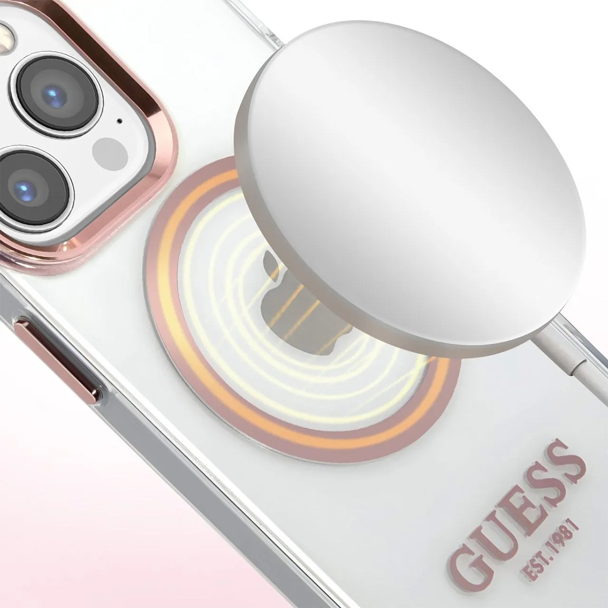 Coque Guess pour iPhone 14 Pro premium transparente chic à liseré or - 3
