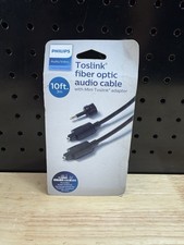 Phillips Toslink fiber optic audio cable with Mini Toslink  adapter 10ft