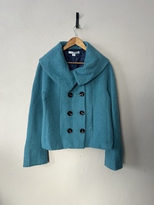 Marella Womens Alpaca Wool Coat Jacket Size US 6 UK 10 Green Button