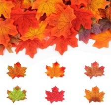 Fake Fall Leaves 100 Pcs Artificial Maple Leaves Decor Fake Fall Leaves for Scra