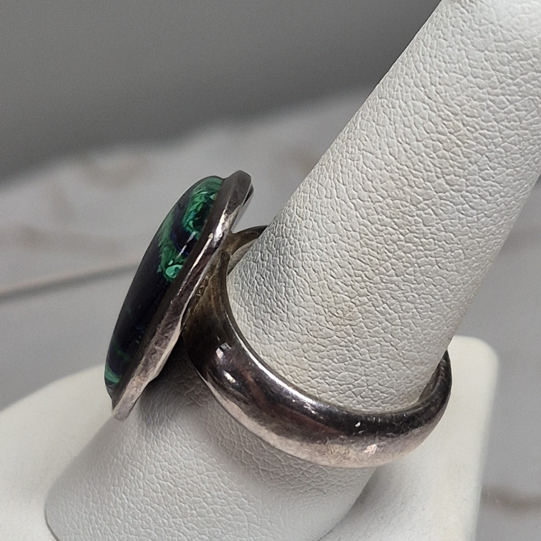 Vintage Azurite & Malachite Triangular Sterling S… - image 5