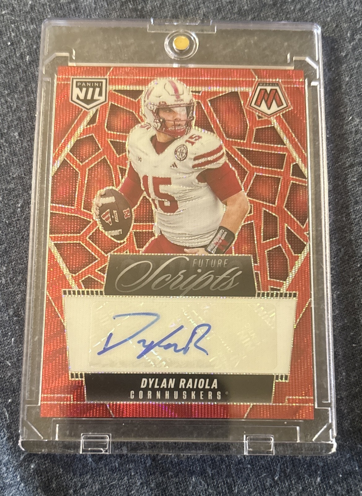2025 Panini Mosaic - Future Scripts Dylan Raiola #FSCDRA Red Wave Prizm (AU, RC)