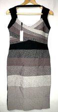 VM Collection Bodycon Bandage Occasion Evening Cocktail Dress Black Grey Size S