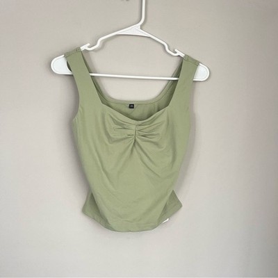 NWT Trendy Queen Green Ruched Cropped Tank Top Size XS