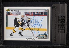 BAS 1992 Upper Deck Star Rookies Joe Juneau #399 Seal of Authenticity Auto 3c7